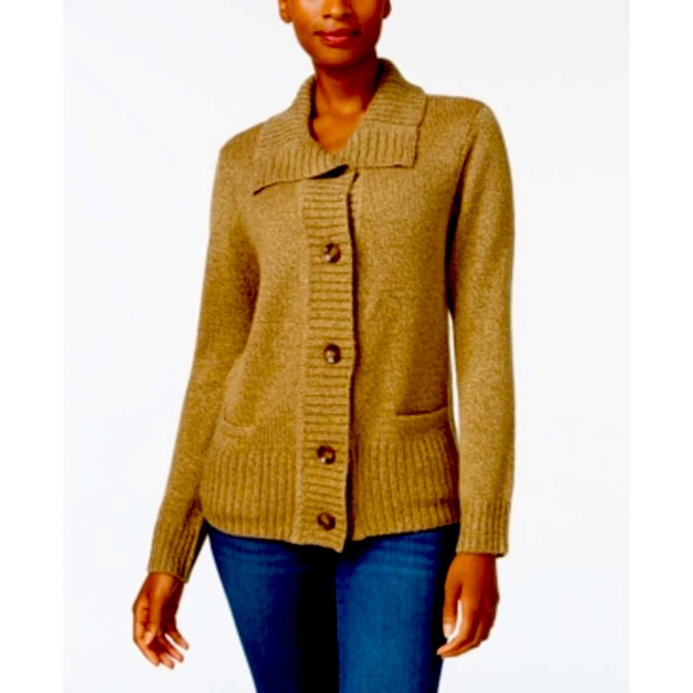 Karen Scott Chestnut Marl Button Cardigan